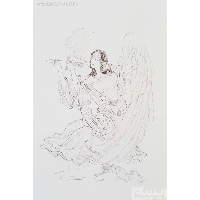 Original persische Miniaturkunstmalerei: Aquarell - Engel der Gerechtigkeit