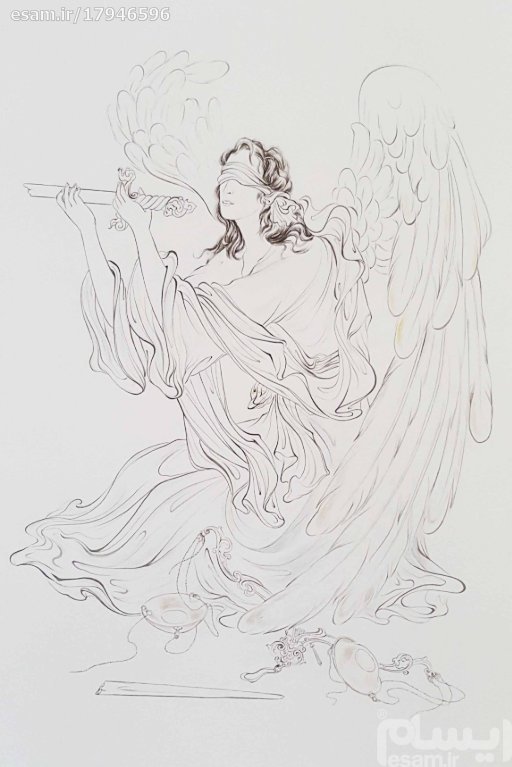 Original persische Miniaturkunstmalerei: Aquarell – Engel der Gerechtigkeit