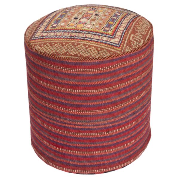 Authentischer Ottomanischer Kilim-Pouf mit Ursprung Iran, handgefertigt AP405