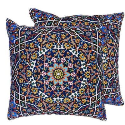 Eklektisches Samt-Hocker & Kissen-Set, inspiriert von persischer Kunst
