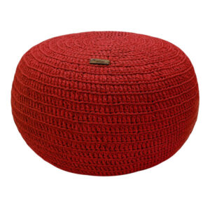 Runder Strick-Pouf, rote Farbe