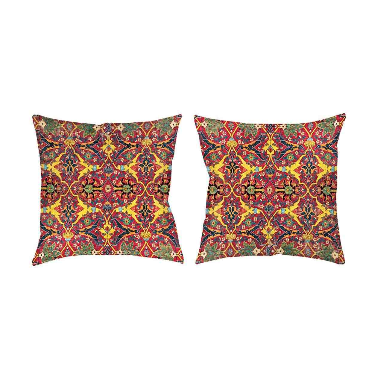 Traditionelles Samt-Hocker & Kissen-Set, inspiriert von persischer Kunst