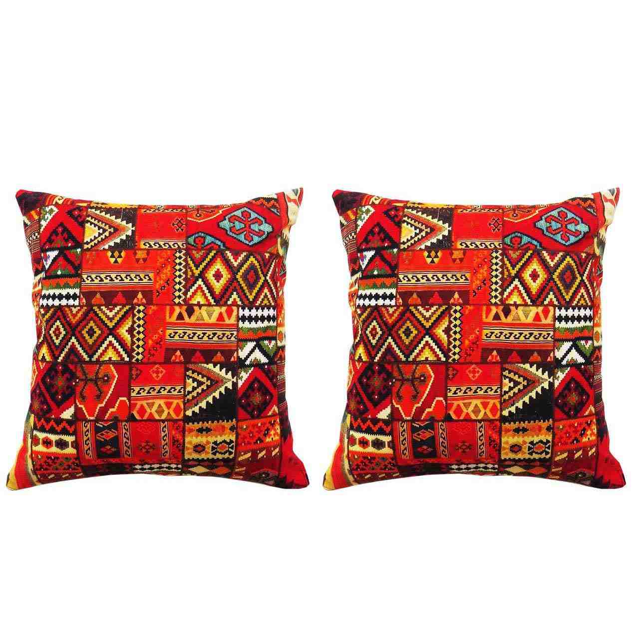 Traditionelles Samt-Hocker & Kissen-Set, inspiriert von persischer Kunst