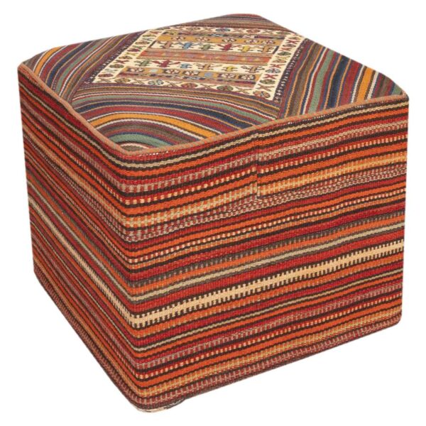 Authentischer Ottomanischer Kilim-Pouf mit Ursprung Iran, handgefertigt AP406