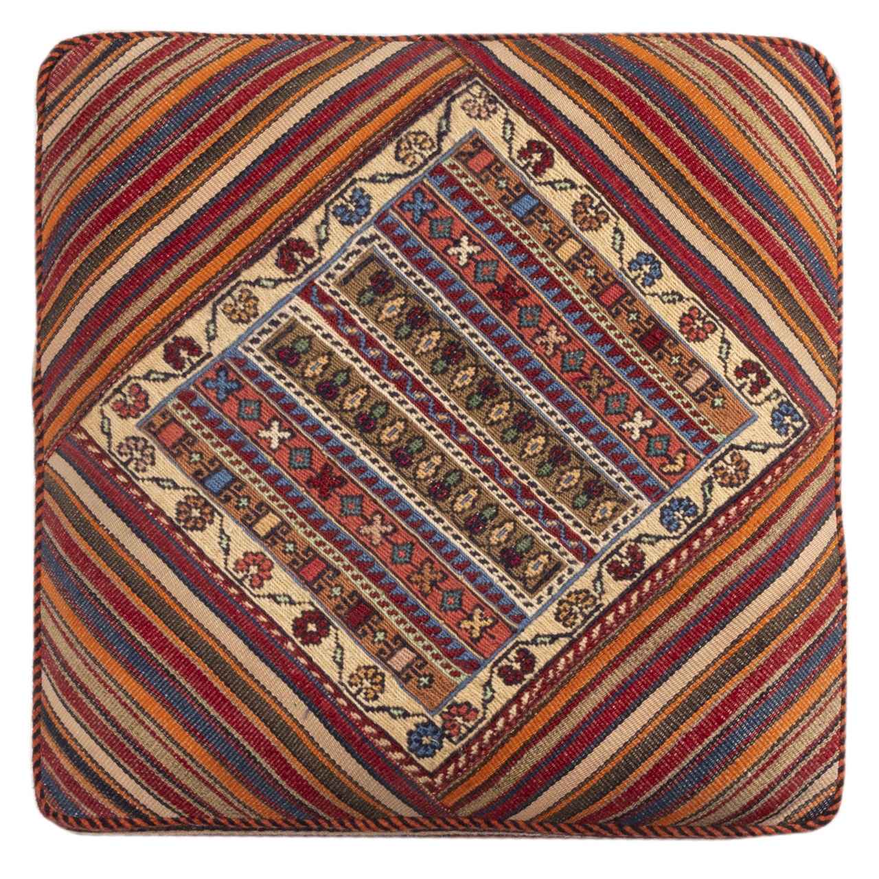 Ottomanischer Kilim-Pouf mit Ursprung Iran, handgefertigt AP