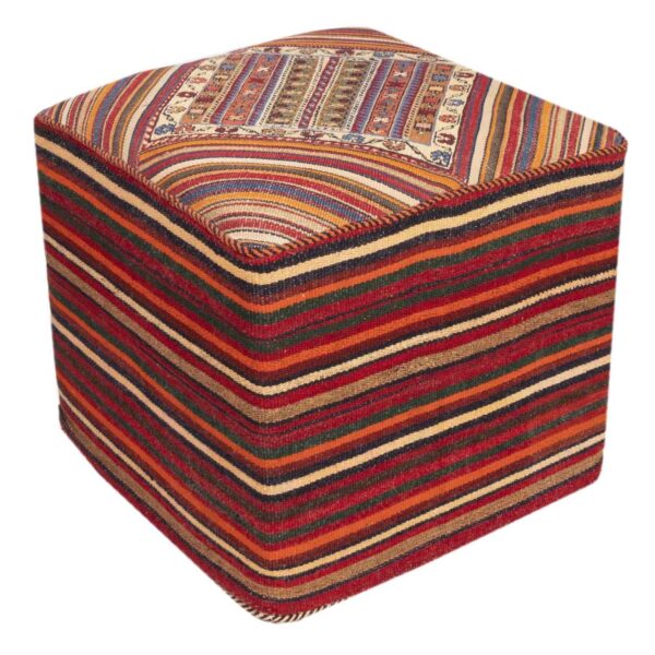 Ottomanischer Kilim-Pouf mit Ursprung Iran, handgefertigt AP