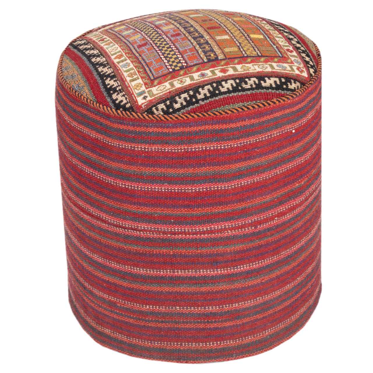 Ottomanischer Kilim-Pouf mit Ursprung Iran, handgefertigt AP404