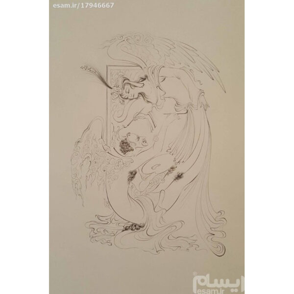 Original persische Miniaturkunstmalerei: Aquarell - Engel und Dämon