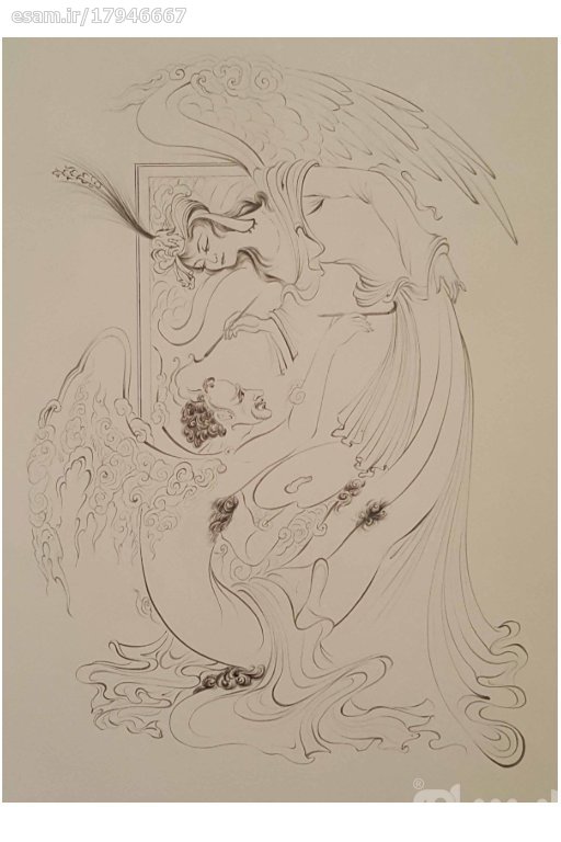 Original persische Miniaturkunstmalerei: Aquarell – Engel und Dämon