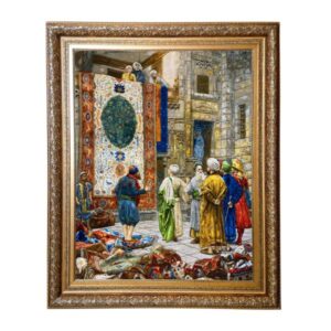 Handgeknüpfter persischer Bildteppich aus Tabriz, der den Basar von Kairo darstellt