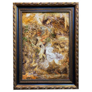 Handgeknüpfter persischer Wandteppich aus Tabriz, der eine Miniatur darstellt