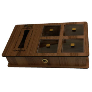 Set aus Holz-Teebeutel-Organizer-Box und Taschentuchhalter Arsi