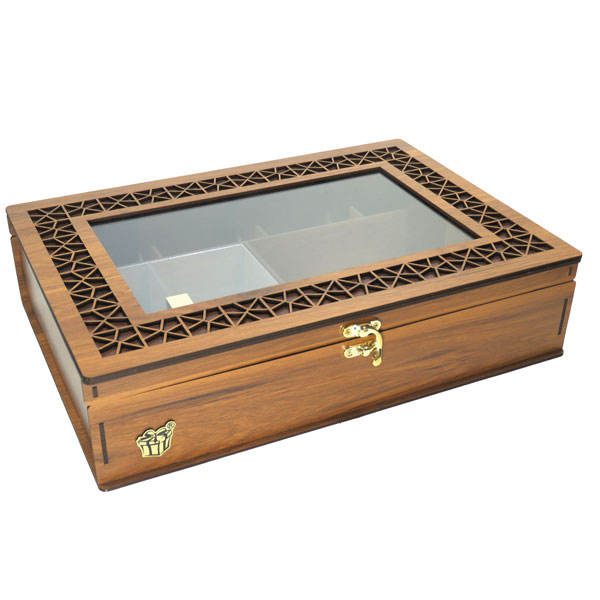 Holz-Teebeutel-Organizer-Box mit Fach LB19