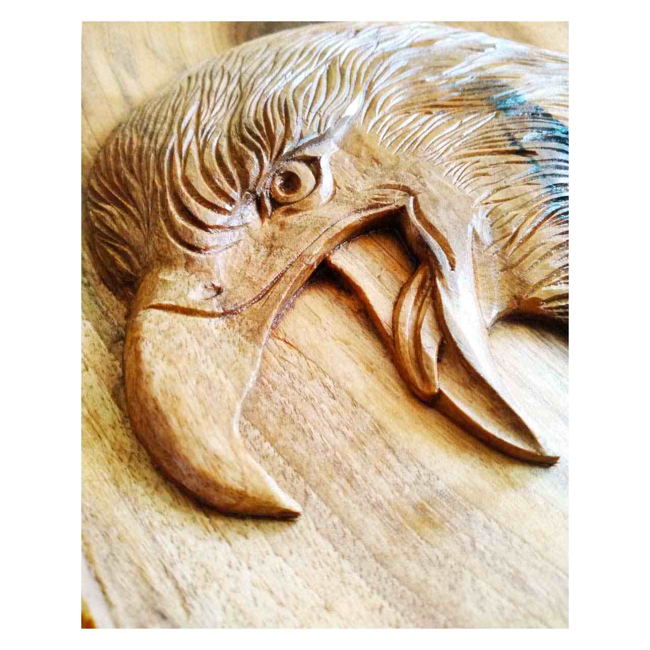 Gerahmte Holz geschnitzte Kunst Tiermotiv Adler