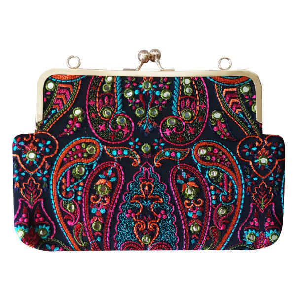 Bestickte Clutch-Handtasche mit Paisley-Muster