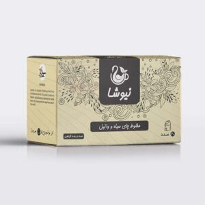 Newsha Schwarzer Tee mit Vanillegeschmack – 70 g, Packung mit 10