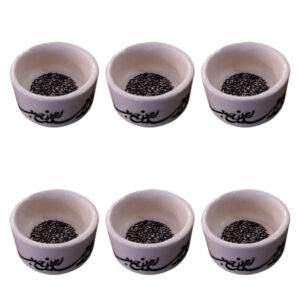 Set von 6 Dekorativen Persischen Siah Ghalam Keramik Schalen