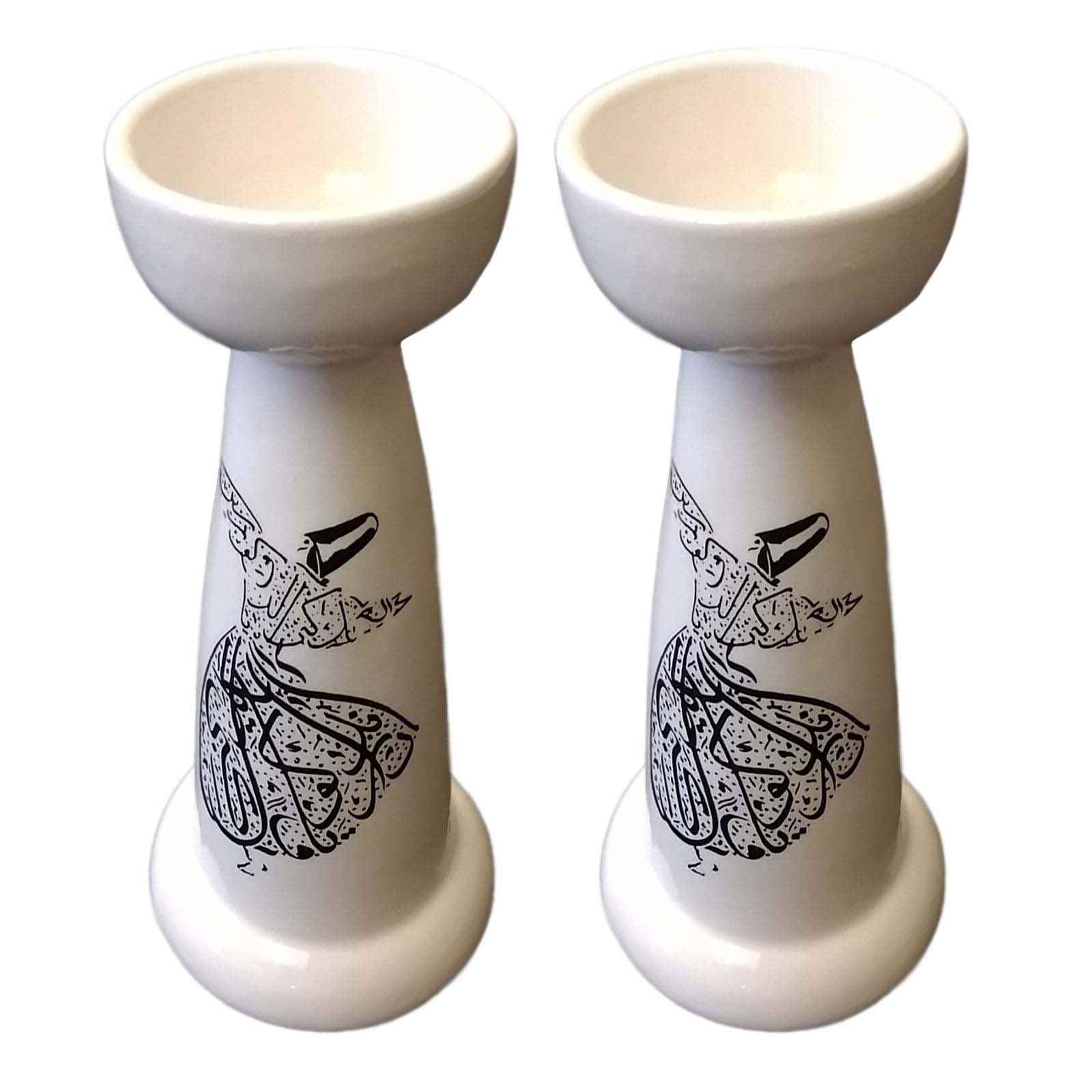 Persischer Kerzenständer aus Keramik mit Kalligraphie-Design