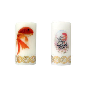 Nowruz-Kerzen mit Kalligrafie und Fischdesign