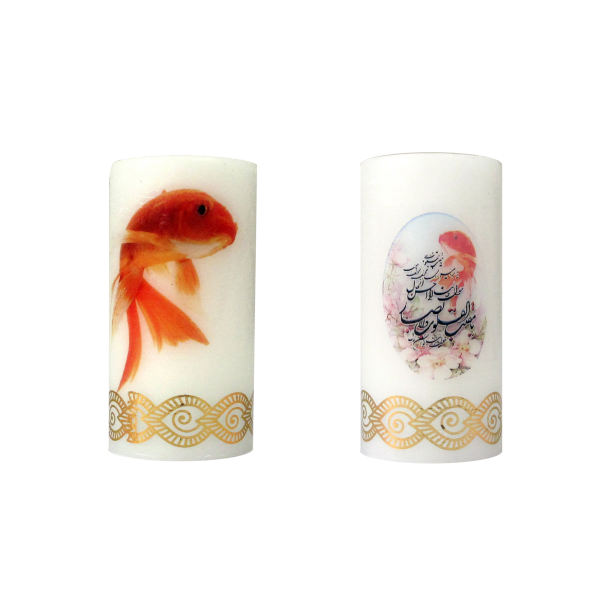 Nowruz-Kerzen mit Kalligrafie und Fischdesign