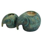 Persischer Töpfer-Kerzenständer handgefertigt mit kunsthandwerklicher Eleganz Elefant (2x)