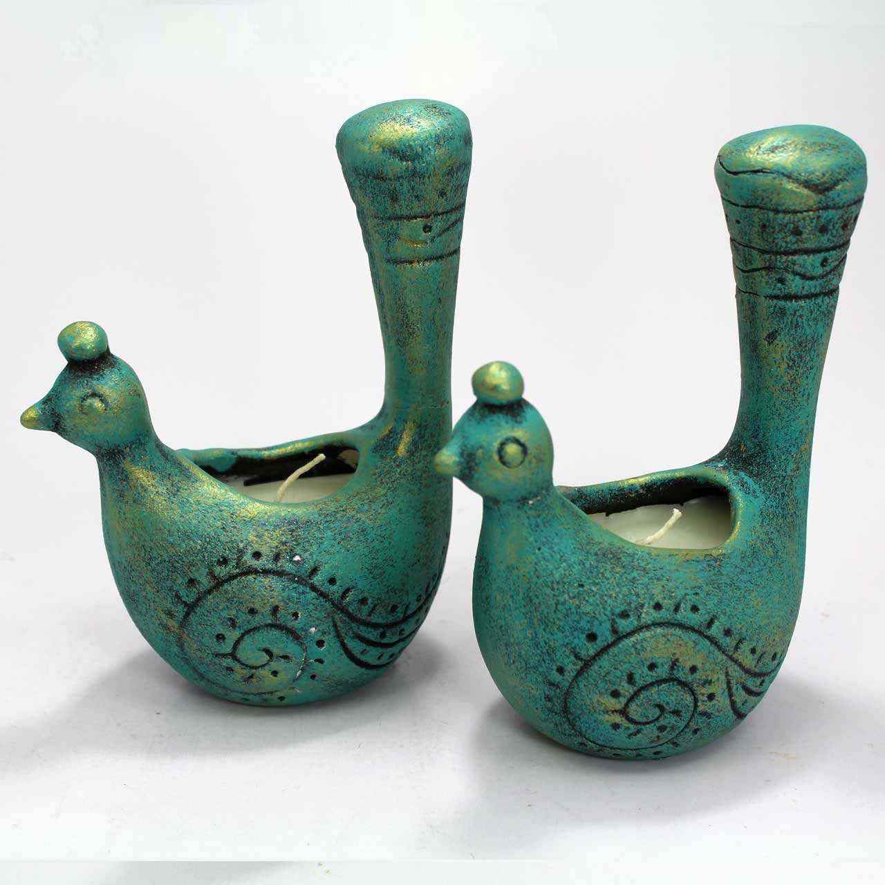 Persischer Töpfer-Kerzenständer handgefertigt mit kunsthandwerklicher Eleganz Pfau