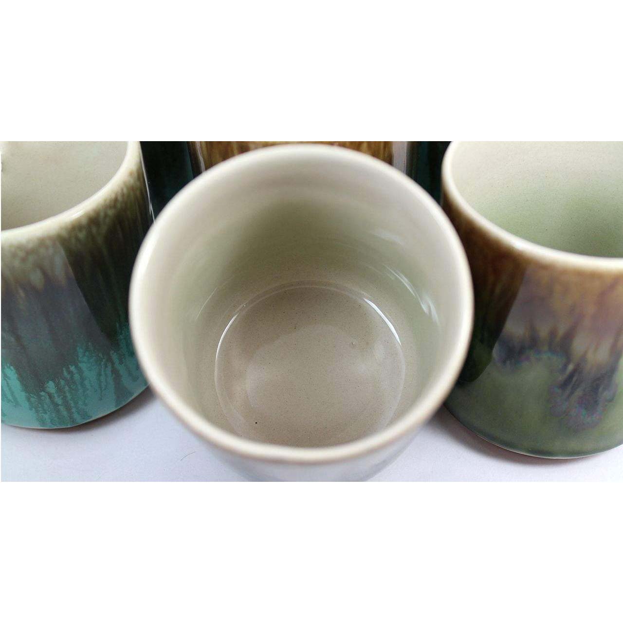 Künstlerische Keramiktasse – Set mit 6 Tassen mit Tropfenglasur-Muster, Vogelmodell