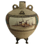 Handgefertigte dekorative persische Töpfervase mit Kunstmotiv Antik