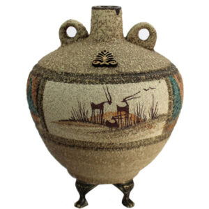 Handgefertigte dekorative persische Töpfervase mit Kunstmotiv Antik