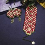 Persisches Besticktes Armband & Ohrring-Set Rot