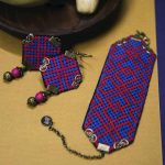 Persisches Besticktes Armband & Ohrring-Set Schönes Lila