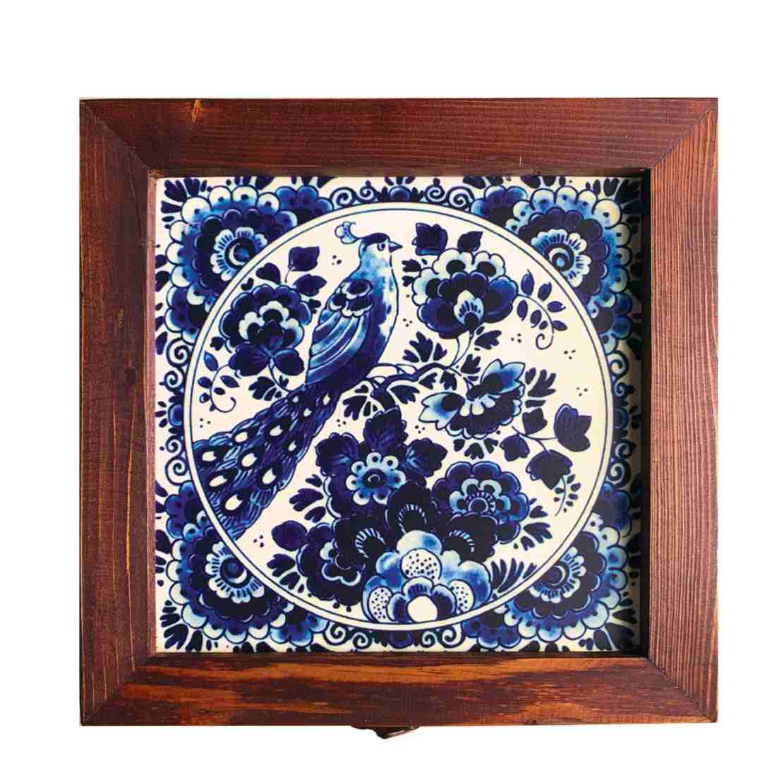 Holzbox zum Verschenken mit persisch inspiriertem Muster Vogel