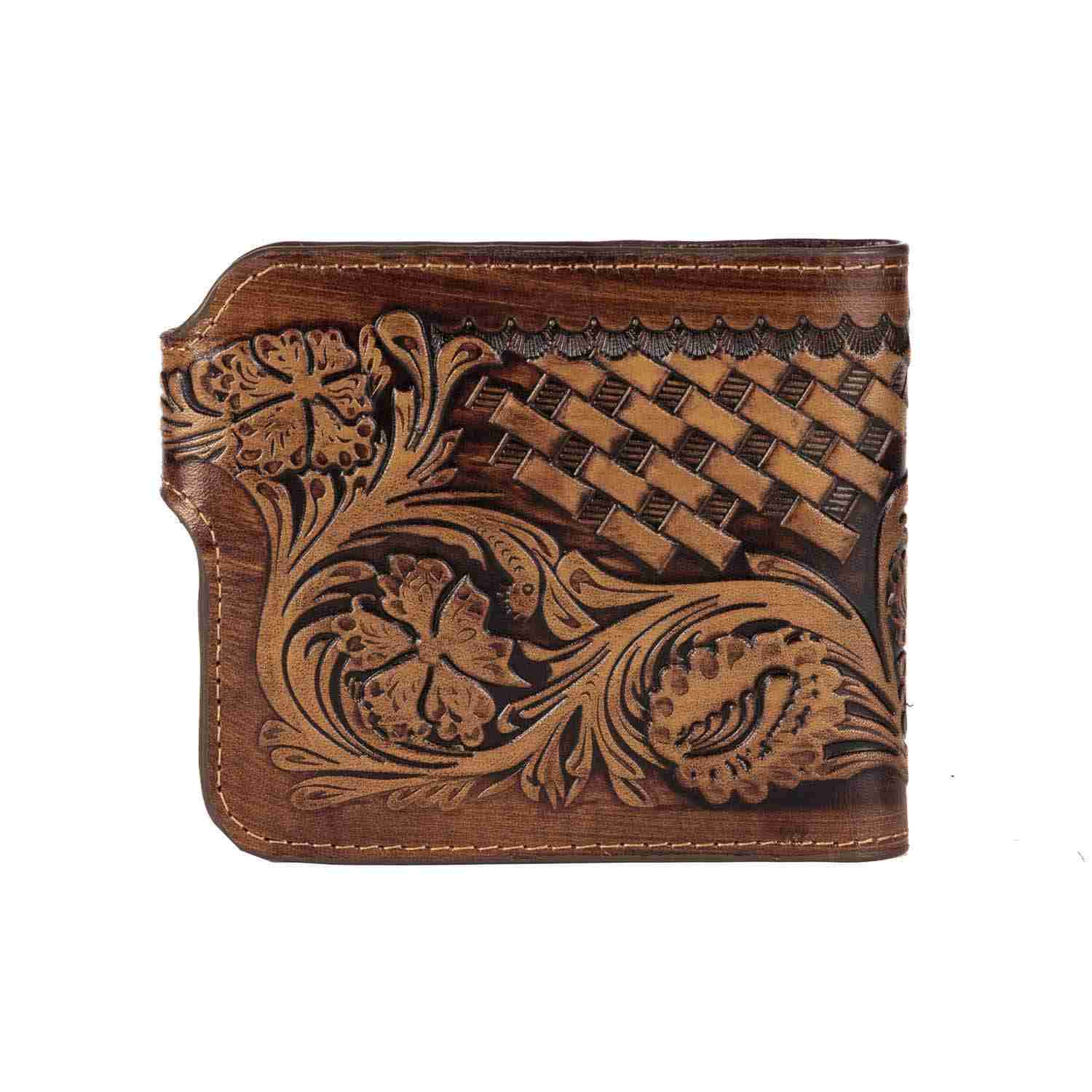 Persischer Leder-Doppelfalt-Geldbeutel für Herren mit Anil-Design