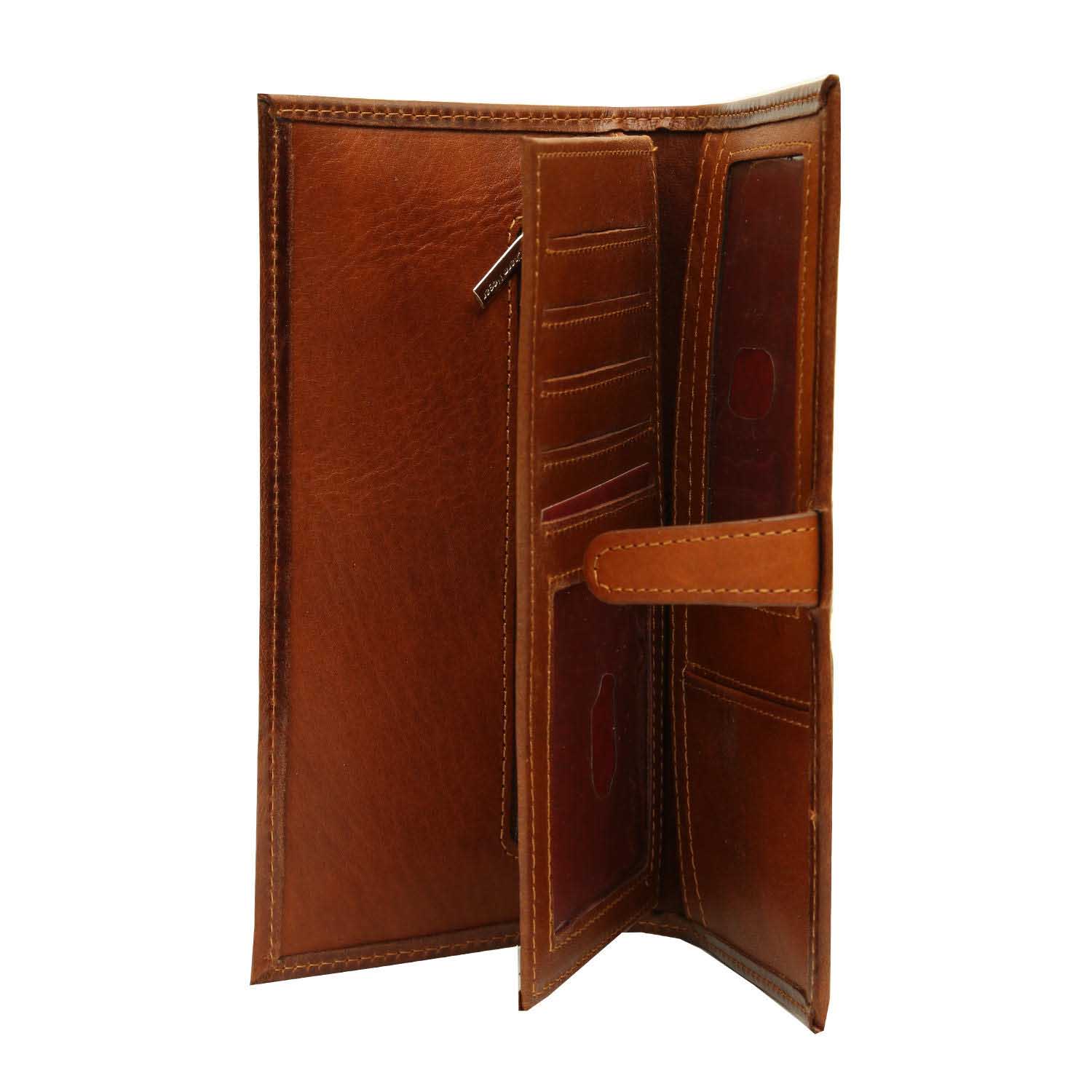 Persischer Leder-Langgeldbeutel mit Gedicht-Kalligraphie