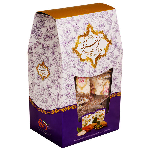 Mozaffari Gaz - Gemischtes Pistazien- und Mandel-Traditionelles persisches Rosenwasser-Nougat
