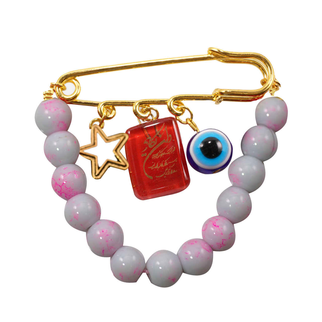 Evil Eye Safety Pin Brooch with Chain – Schutz-Talisman