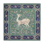 Dekorative persische gerahmte Keramikfliese – Gazelle