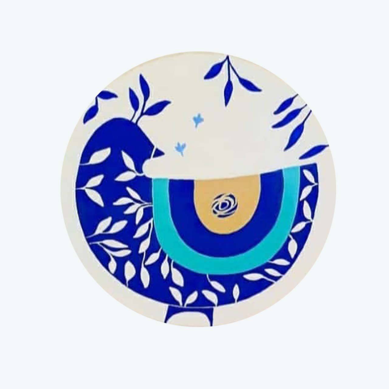 Handgemalter dekorativer Keramikteller Auge & Vogel