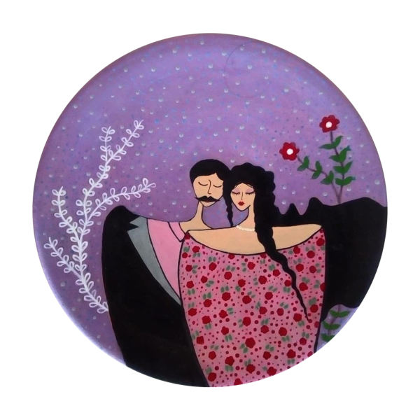 Dekorativer Keramikteller handgemalt Porträt der Liebe