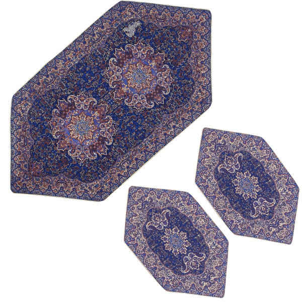 Set aus 3 persischen Termeh-Tischdecken, luxuriös mit Blumenmuster Gohar
