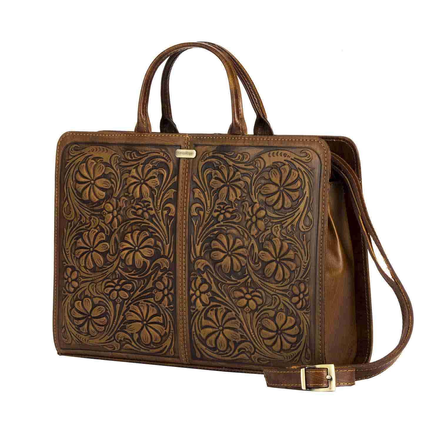 Persische Leder-Aktentasche für Damen – Modell Flower