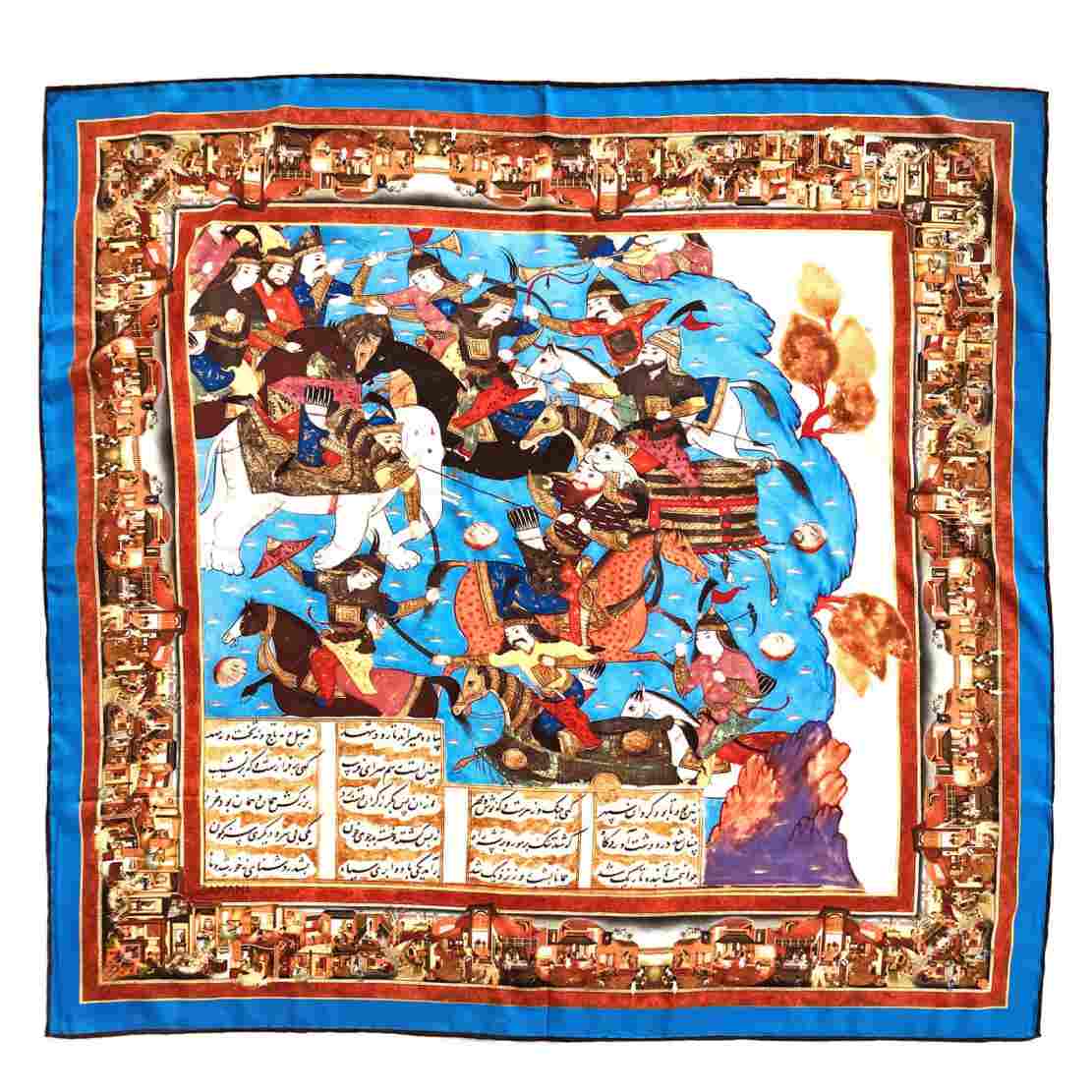 Persischer Seidenschal für Damen – Luxus und Lebendiges Schahnameh-Muster, Sommerstil