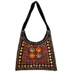 Ethnic Suede Boho Schultertasche bestickt FS Design
