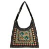 Ethnische Wildleder-Schultertasche im Boho-Stil, bestickt, Muster S9