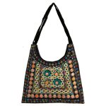Ethnic Suede Boho Schultertasche bestickt S9 Muster