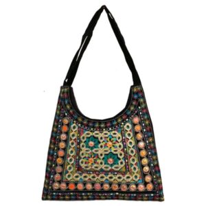 Ethnic Suede Boho Schultertasche bestickt S9 Muster