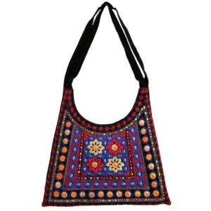 Ethnic Suede Boho Schultertasche bestickt Z16 Muster
