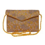 Bestickte Clutch-Handtasche mit goldenem Blumenmotiv – A4