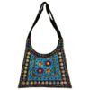 Ethnische Wildleder-Schultertasche im Boho-Stil, bestickt, Muster Z17