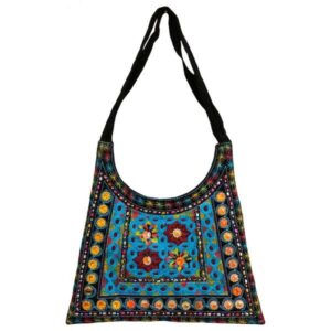 Ethnic Suede Boho Schultertasche bestickt Z17 Muster
